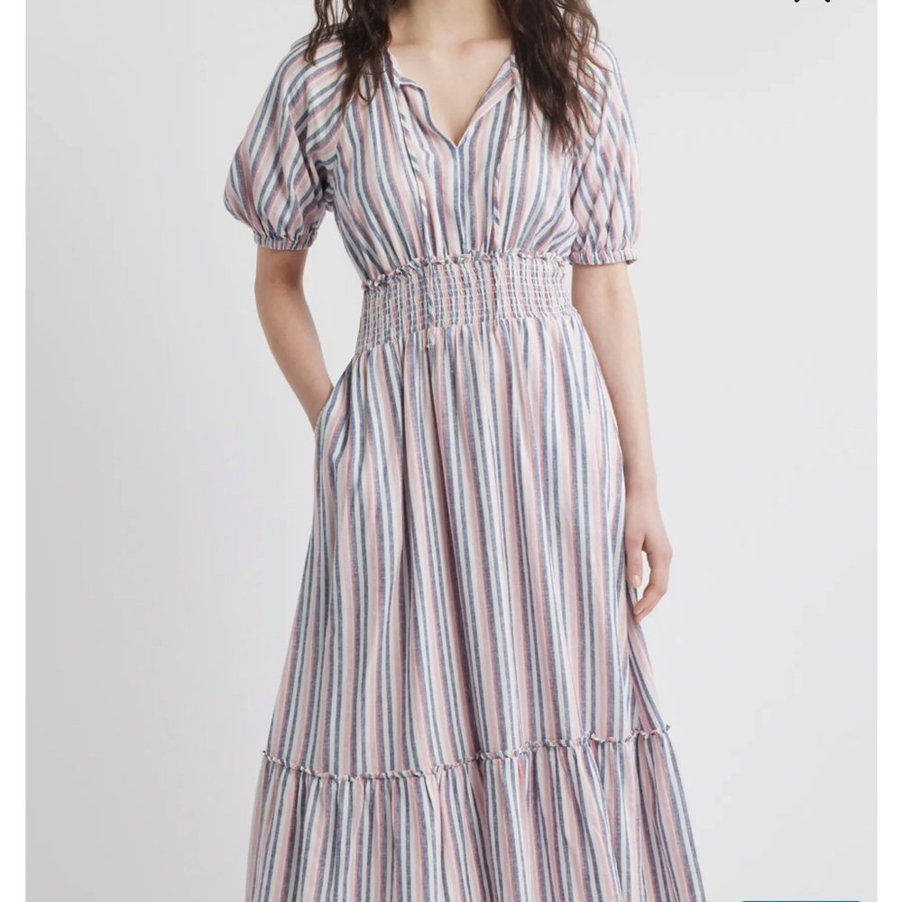 Caslon Pink and Blue Striped Maxi Dress